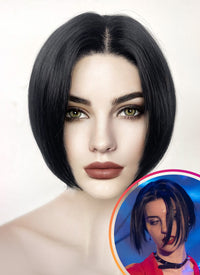 Nana Jet Black Straight Bob Lace Front Synthetic Wig LF6040