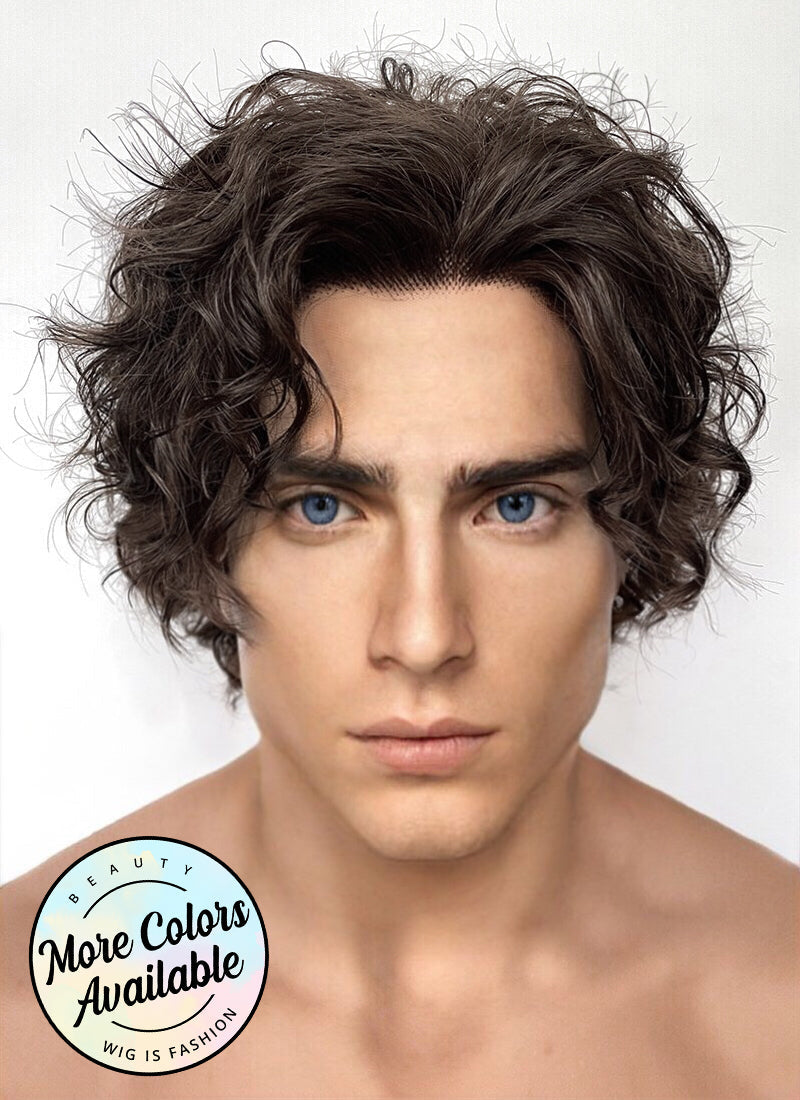 Dune 2 Paul Atreides Brunette Curly Lace Front Synthetic Men s Wig LF6053