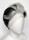 Helluva Boss Blitzo Buckzo Black And  Silver White Money Piece Straight Lace Front Synthetic Men's Wig LF6065