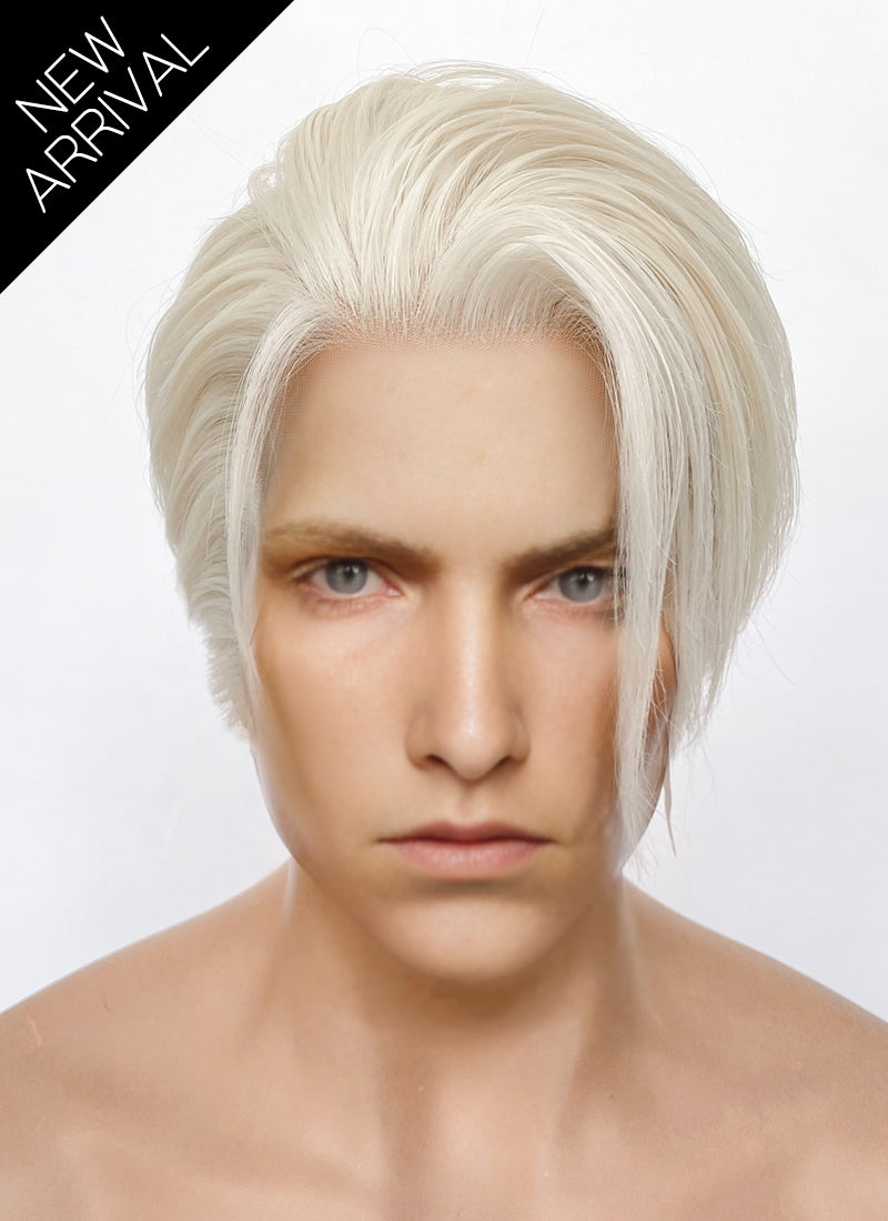 Final Fantasy Remake 7 President Rufus Shinra Platinum Blonde Straight Lace Front Synthetic Men's Wig LF6078