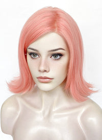 Pink Curtain Bangs Straight Flip Lace Front Synthetic Wig LF6079