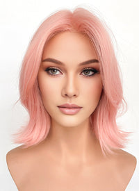 Pink Curtain Bangs Straight Flip Lace Front Synthetic Wig LF6079