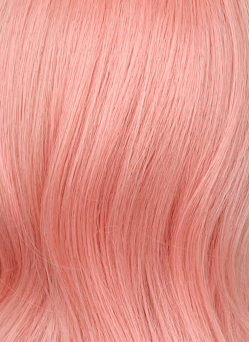 Pink Curtain Bangs Straight Flip Lace Front Synthetic Wig LF6079