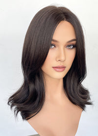 Brunette Curtain Bangs Straight Lace Front Synthetic Wig LF6080