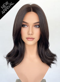 Brunette Curtain Bangs Straight Lace Front Synthetic Wig LF6080