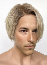 One Piece Sanji Straight Blonde With Brown Roots 13" x 6" Lace Top Kanekalon Synthetic Men's Wig LF6084