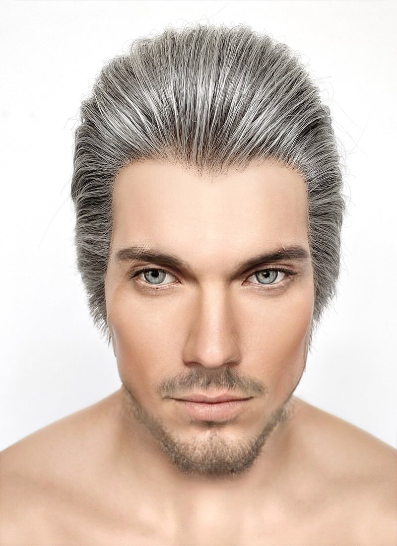 Wish King Magnifico Straight Mixed Grey Lace Front Synthetic Men's Wig LF6090