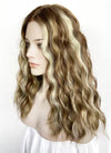 Brown With Blonde Highlights Curly Lace Front Synthetic Wig LF6102