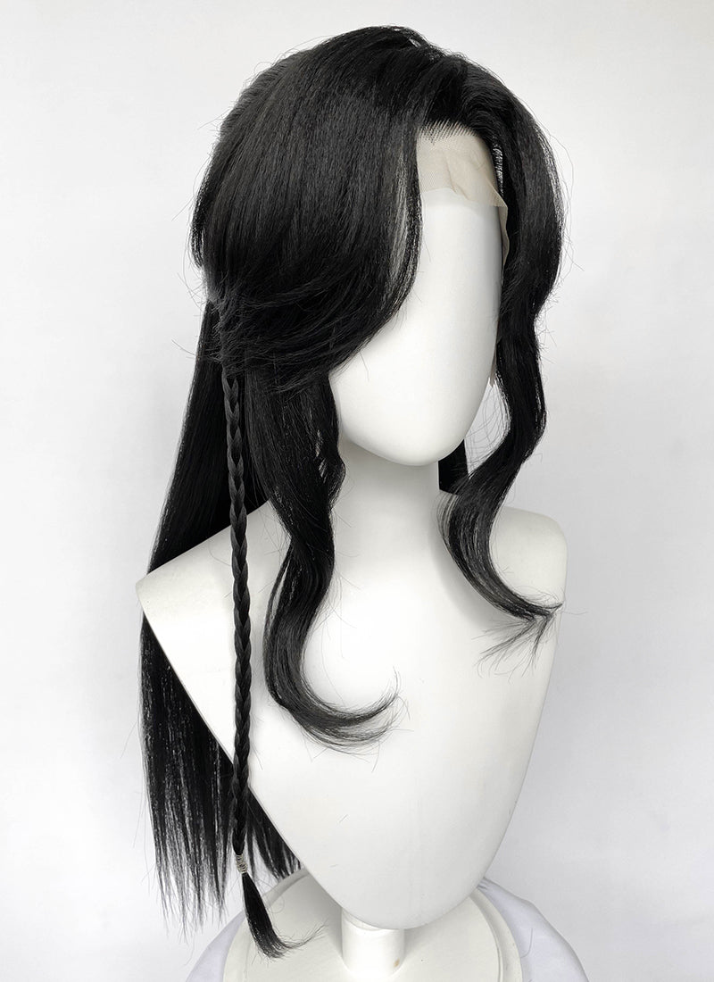 Heaven Official's Blessing Hua Cheng Natural Black Yaki Straight Lace Front Synthetic Men's Wig LF6104