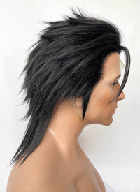 Final Fantasy VII Zack Fair Natural Black Yaki Straight Lace Front Synthetic Men's Wig LF6107