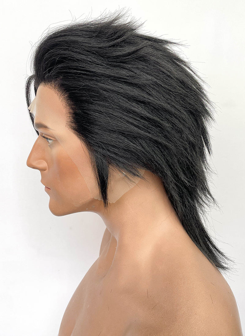 Final Fantasy VII Zack Fair Natural Black Yaki Straight Lace Front Synthetic Men's Wig LF6107