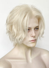 Platinum Blonde Wavy Lace Front Synthetic Men's Wig LF8000