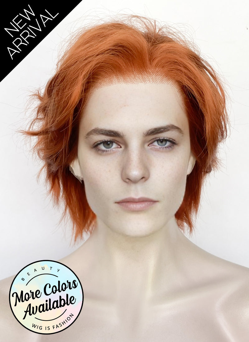 Ginger Wavy Lace Front Synthetic Men's Wig LF8002 (Customisable)