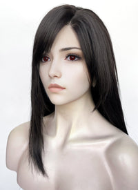 Final Fantasy VII Remake Tifa Lockhart Straight Yaki Natural Black Lace Front Synthetic Wig LF8007