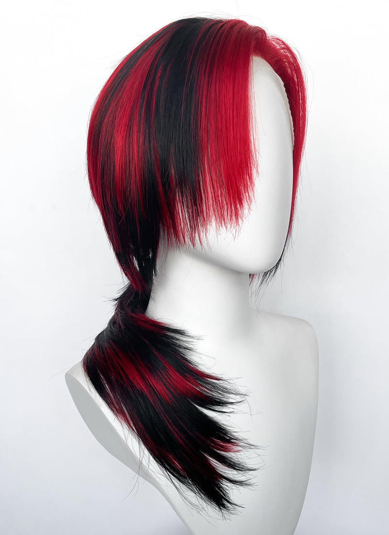 Black Mixed Red Straight Lace Front Synthetic Hair Wig LF8014