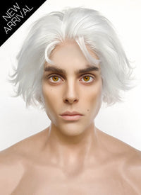 League of Legends LOL Arcane Viktor White Wavy Lace Front Synthetic Men's Wig LF8024