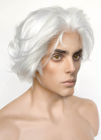 League of Legends LOL Arcane Viktor White Wavy Lace Front Synthetic Men's Wig LF8024