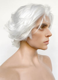 League of Legends LOL Arcane Viktor White Wavy Lace Front Synthetic Men's Wig LF8024