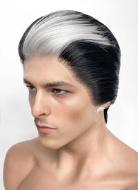 Black And White Straight Lace Front Synthetic Men's Wig LF8030