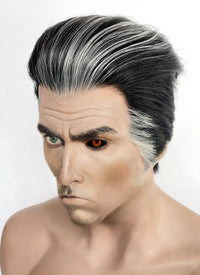 Arcane Silco Black Mixed Grey Straight Lace Front Synthetic Men's Wig LF8031