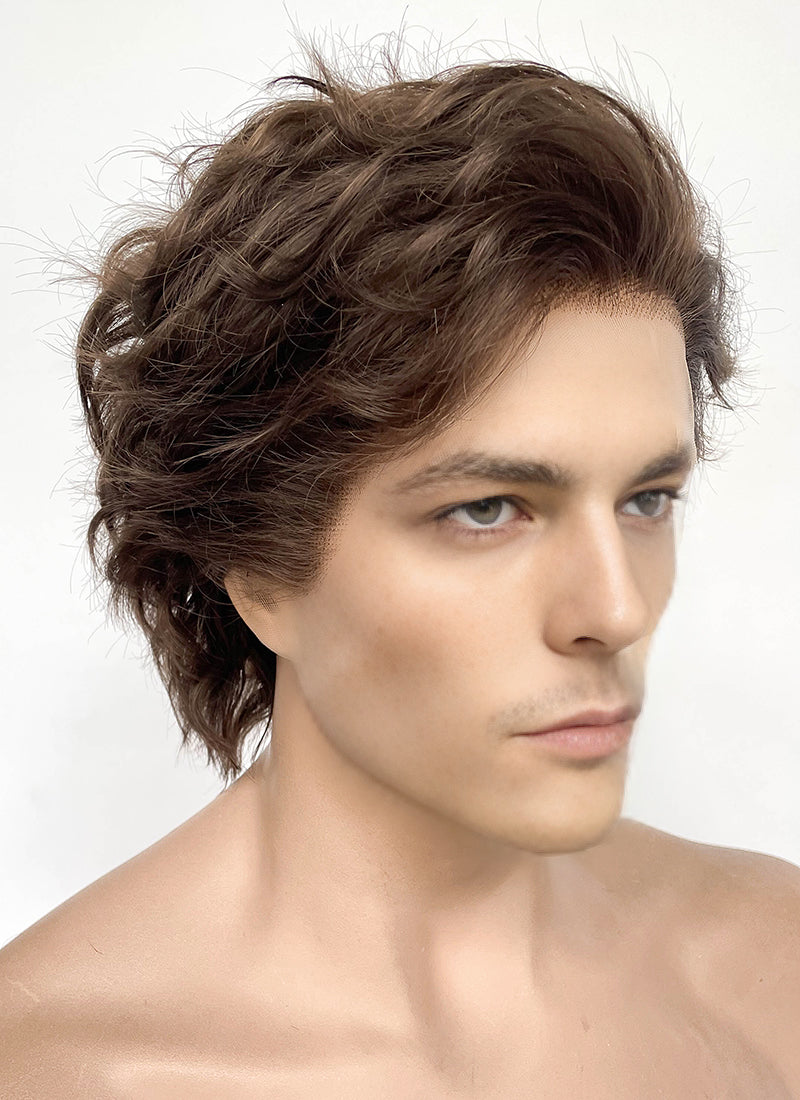 Brunette Wavy Lace Front Synthetic Men's Wig LF8032