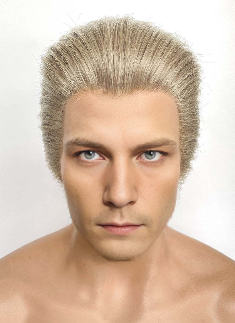 Resident Evil Albert Wesker Pastel Ash Blonde Straight Lace Front Synthetic Men's Wig LF8035