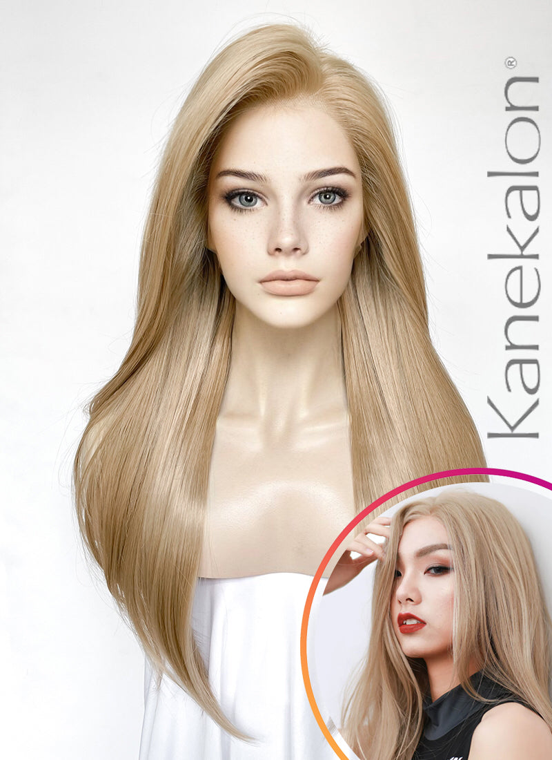 Ash Blonde Straight Lace Front Kanekalon Synthetic Wig LFK1281