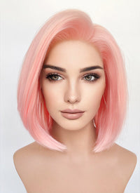 Pastel Pink Straight Bob Lace Front Synthetic Wig LFK5563