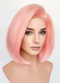 Pastel Pink Straight Bob Lace Front Synthetic Wig LFK5563