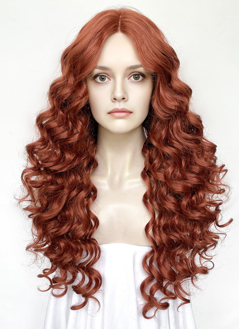 House of the Dragon Queen Alicent Auburn Curly Lace Front Synthetic Wig LFK5567