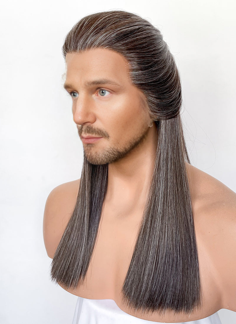 Star Wars Qui-Gon Jinn Mixed Brown Straight Lace Front Synthetic Men's Wig LFK5570