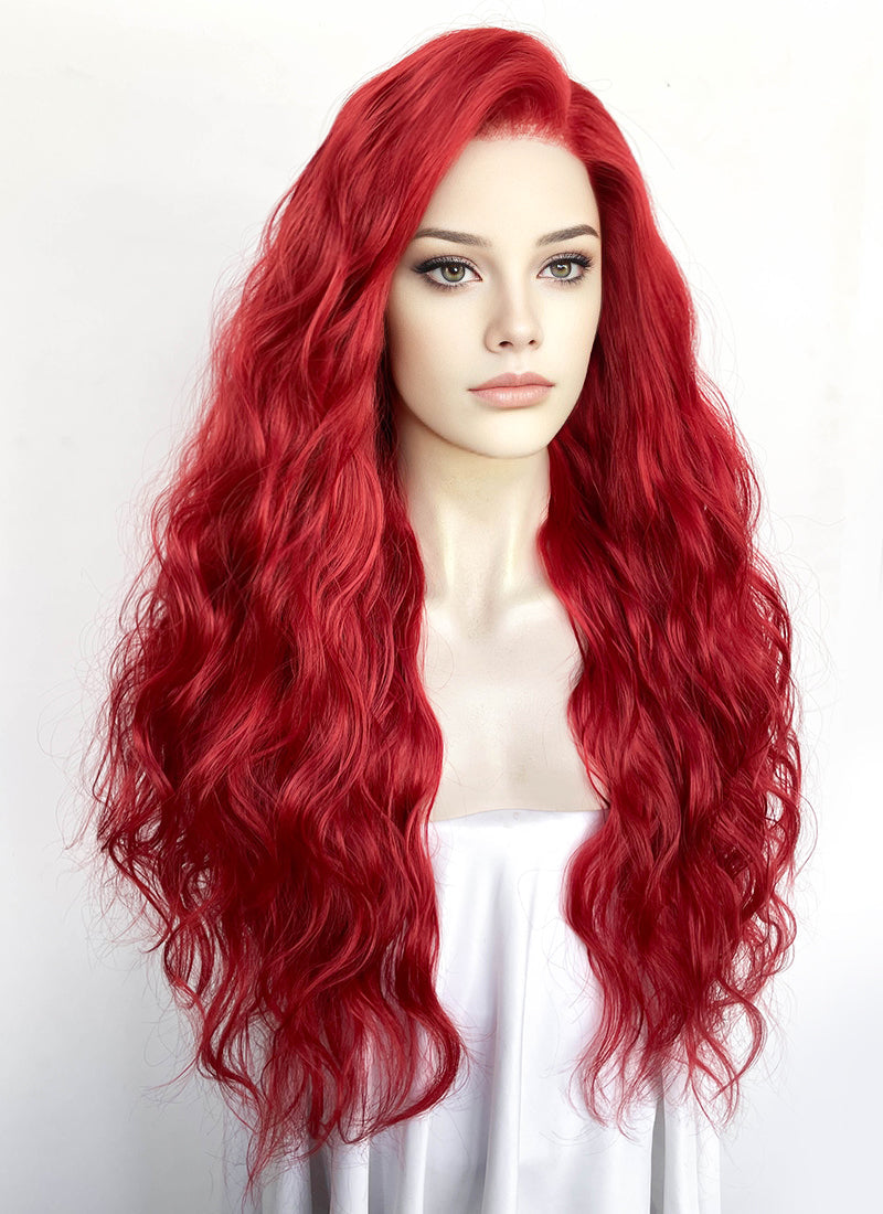 Red Wavy Lace Front Synthetic Wig LFK5574