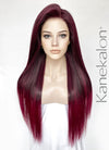 Two Tone Burgundy Straight 13" x 6" Lace Top Kanekalon Synthetic Hair Wig LFS036