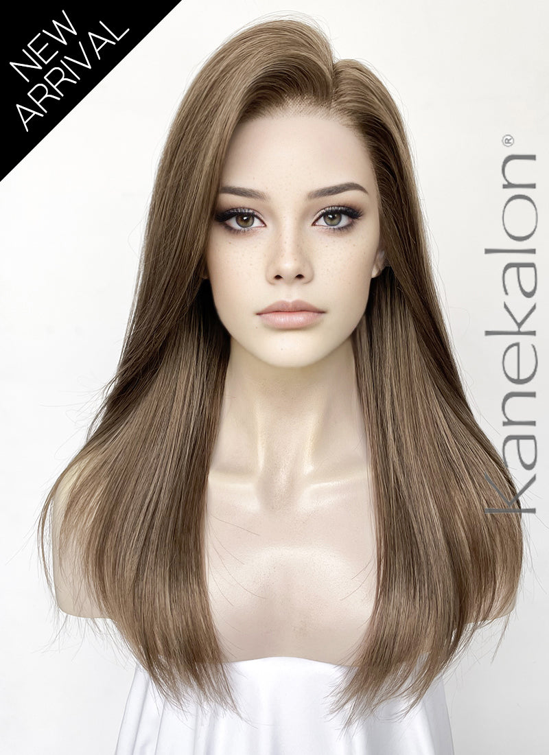 Brown Straight  13" x 6" Lace Top Kanekalon Synthetic Wig LFS041