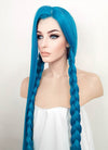 League of Legends LOL Arcane Jinx Turquoise Blue Straight Lace Front Synthetic Wig LN6020