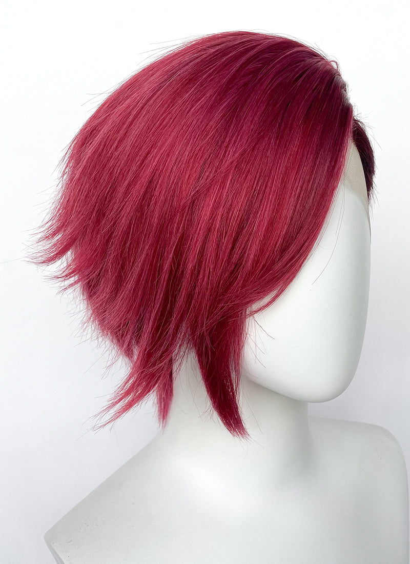 League of Legends LOL Arcane Vi Two Tone Red Straight Lace Front Synthetic Wig LN6041