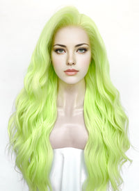 Pastel Chartreuse Wavy Lace Front Synthetic Hair Wig LW4044