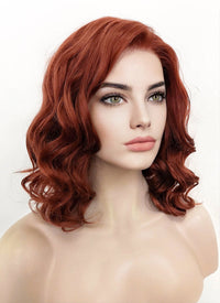 Auburn Wavy Bob Lace Front Synthetic Wig LW4011