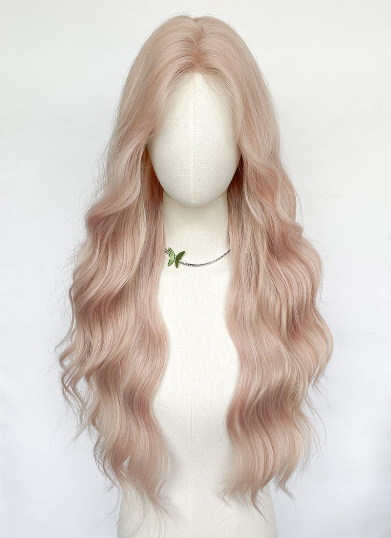 Pale Pink Wavy Synthetic Wig NL082