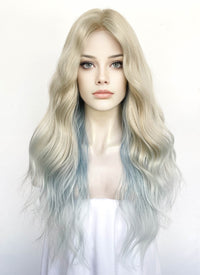 Blonde Blue Ombre Wavy Synthetic Hair Wig NL095