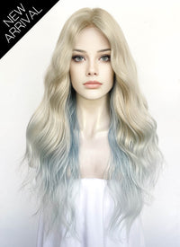 Blonde Blue Ombre Wavy Synthetic Hair Wig NL095