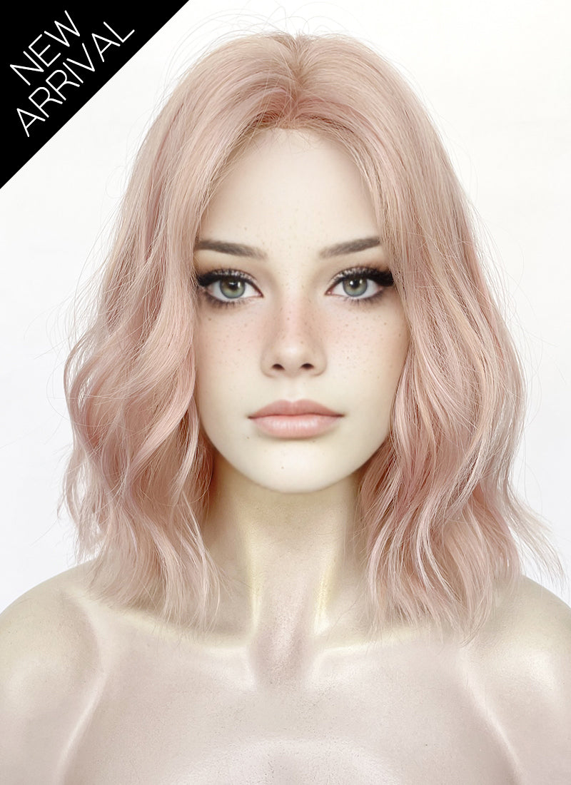 Pale Pink Wavy Synthetic Hair Wig NL1000