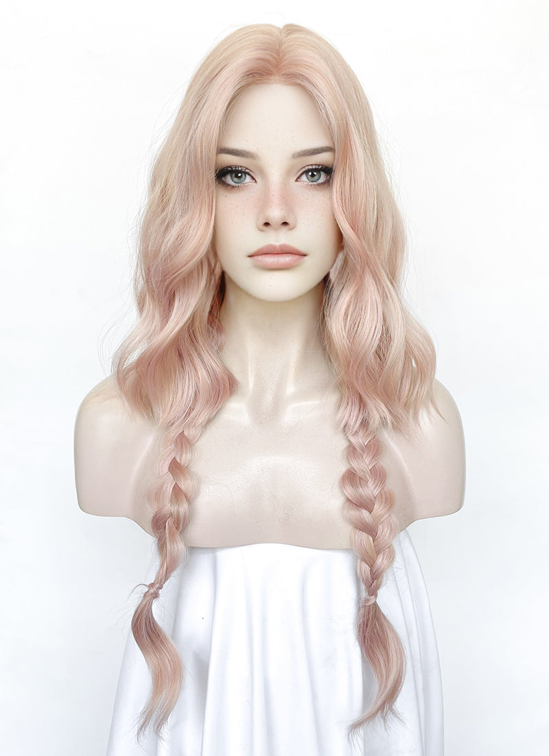 Pale Pink Wavy Synthetic Hair Wig NL1001