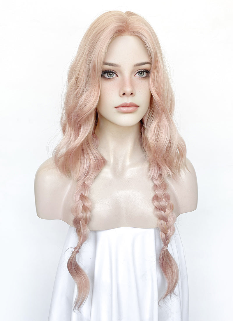 Pale Pink Wavy Synthetic Hair Wig NL1001