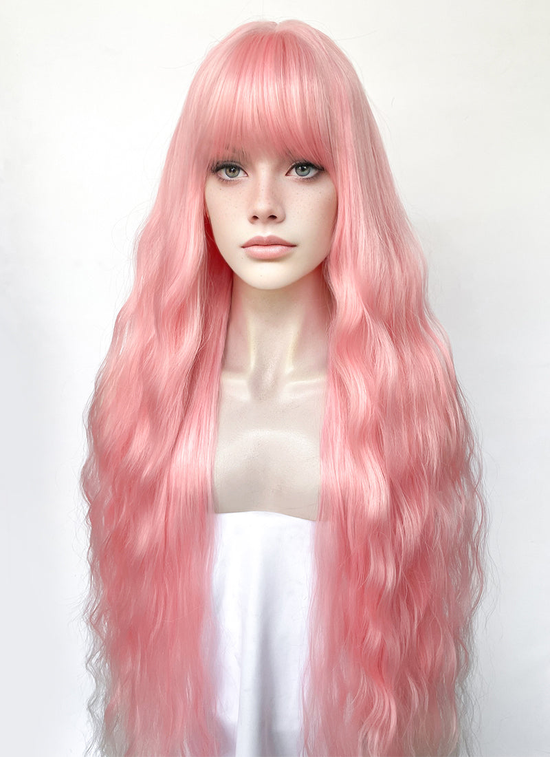 Pink Blonde Ombre Wavy Synthetic Hair Wig NS577