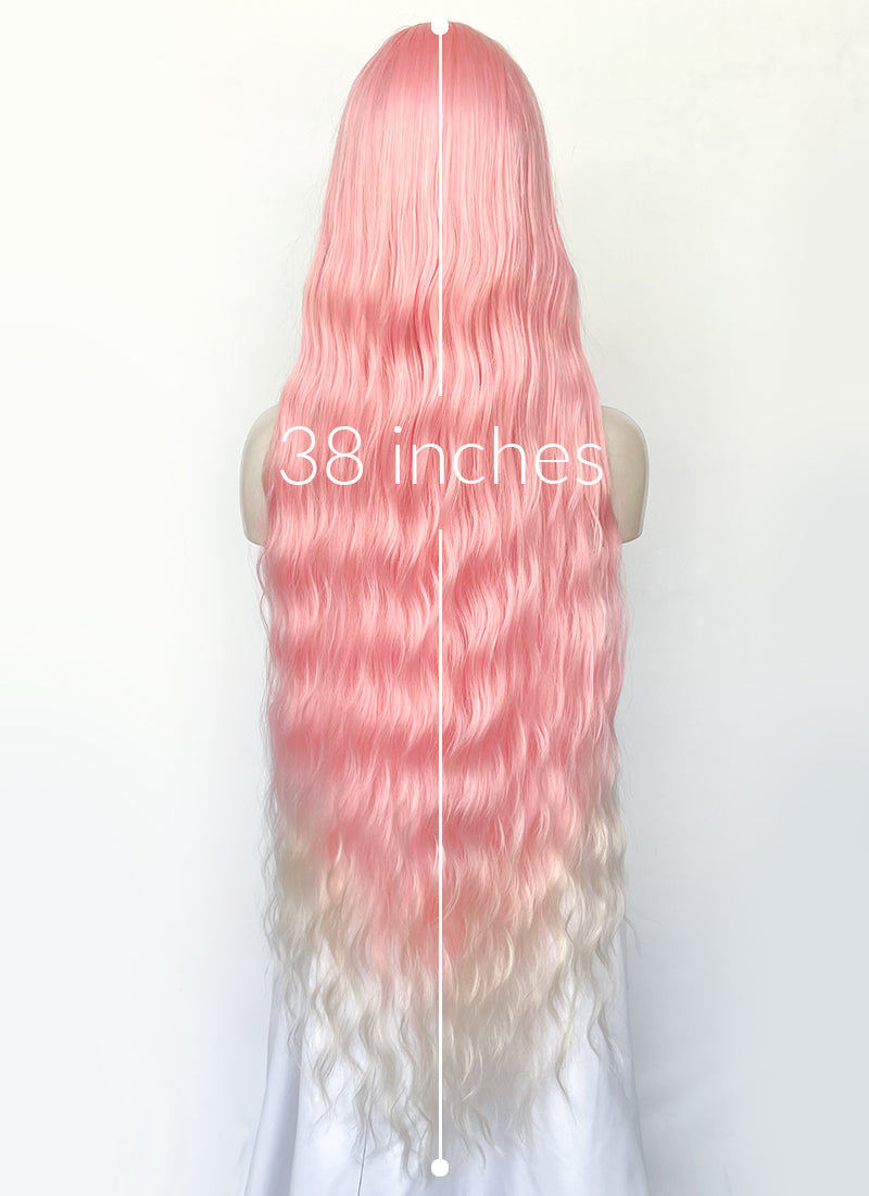 Pink Blonde Ombre Wavy Synthetic Hair Wig NS577