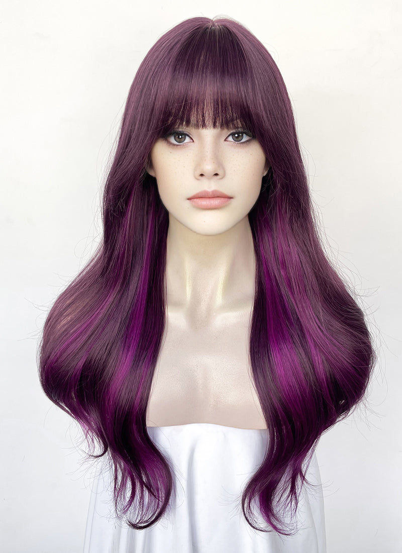 Mixed Purple Wavy Synthetic Hair Wig NS581