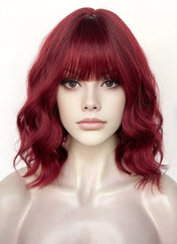 Wine Red Wavy Synthetic Hair Wig NS582