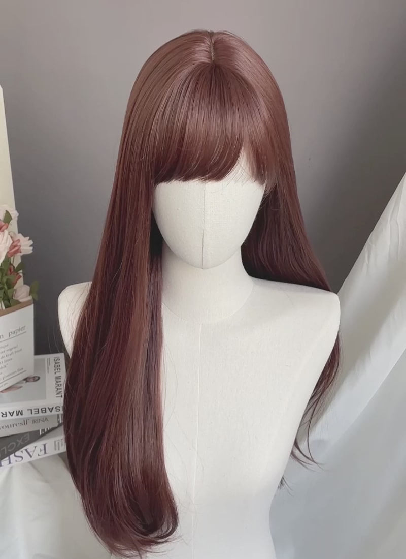 Reddish Brown Straight Synthetic Hair Wig NS535