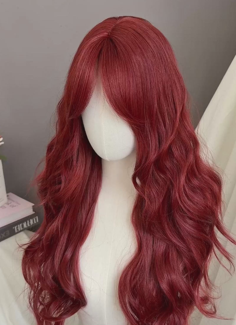 Red Wavy Synthetic Hair Wig NS568